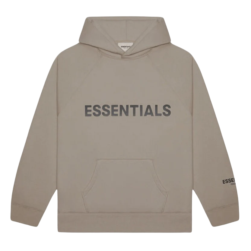 FEAR OF GOD ESSENTIALS 3D SILICON APPLIQUE PULLOVER HOODIE TAUPE