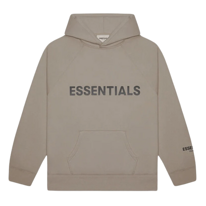 FEAR OF GOD ESSENTIALS 3D SILICON APPLIQUE PULLOVER HOODIE TAUPE