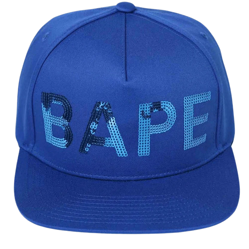 BAPE SEQUIN SNAP BACK CAP BLUE