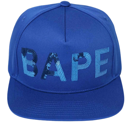 BAPE SEQUIN SNAP BACK CAP BLUE