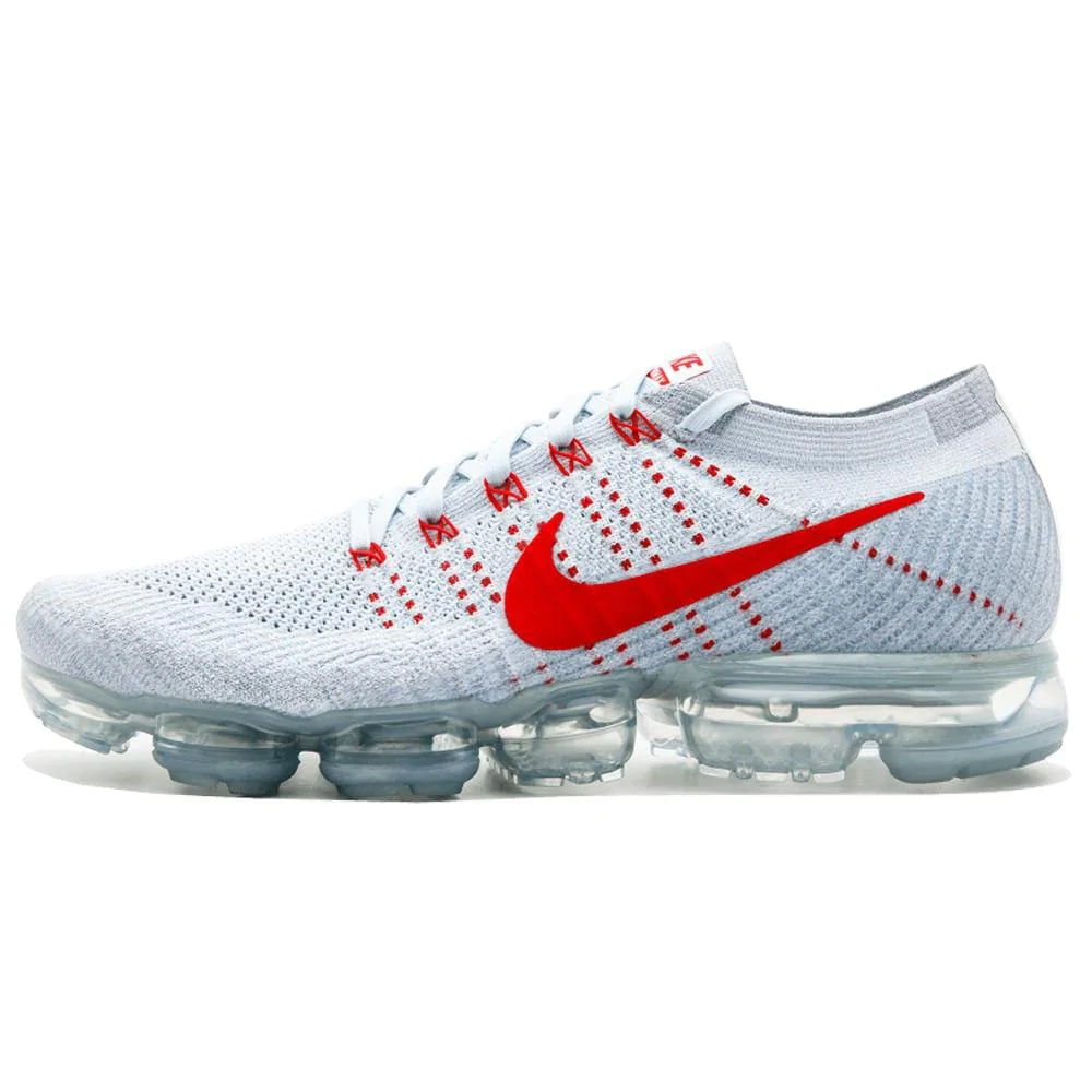 NIKE AIR VAPORMAX FLYKNIT PURE PLATINUM-UNIVERSITY RED