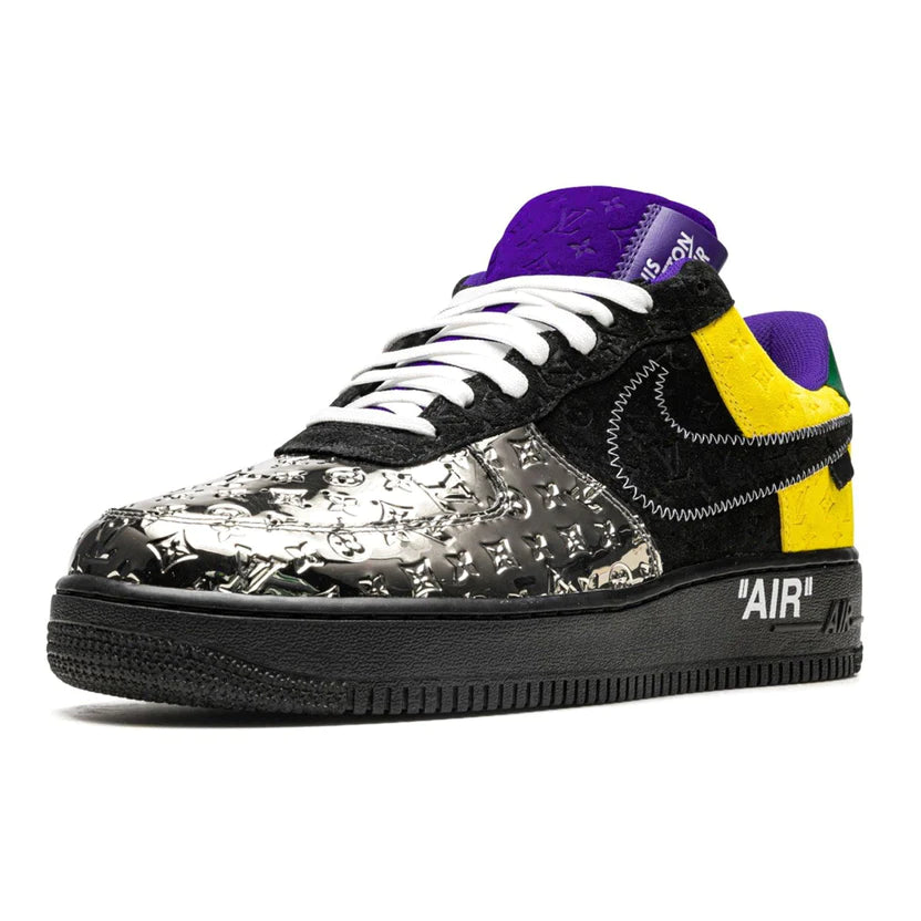 LOUIS VUITTON NIKE AIR FORCE 1 LOW BY VIRGIL ABLOH BLACK METALLIC SILVER