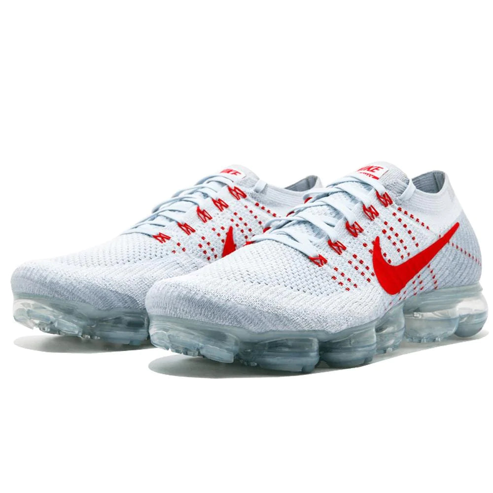 NIKE AIR VAPORMAX FLYKNIT PURE PLATINUM-UNIVERSITY RED