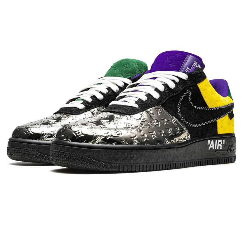 LOUIS VUITTON NIKE AIR FORCE 1 LOW BY VIRGIL ABLOH BLACK METALLIC SILVER