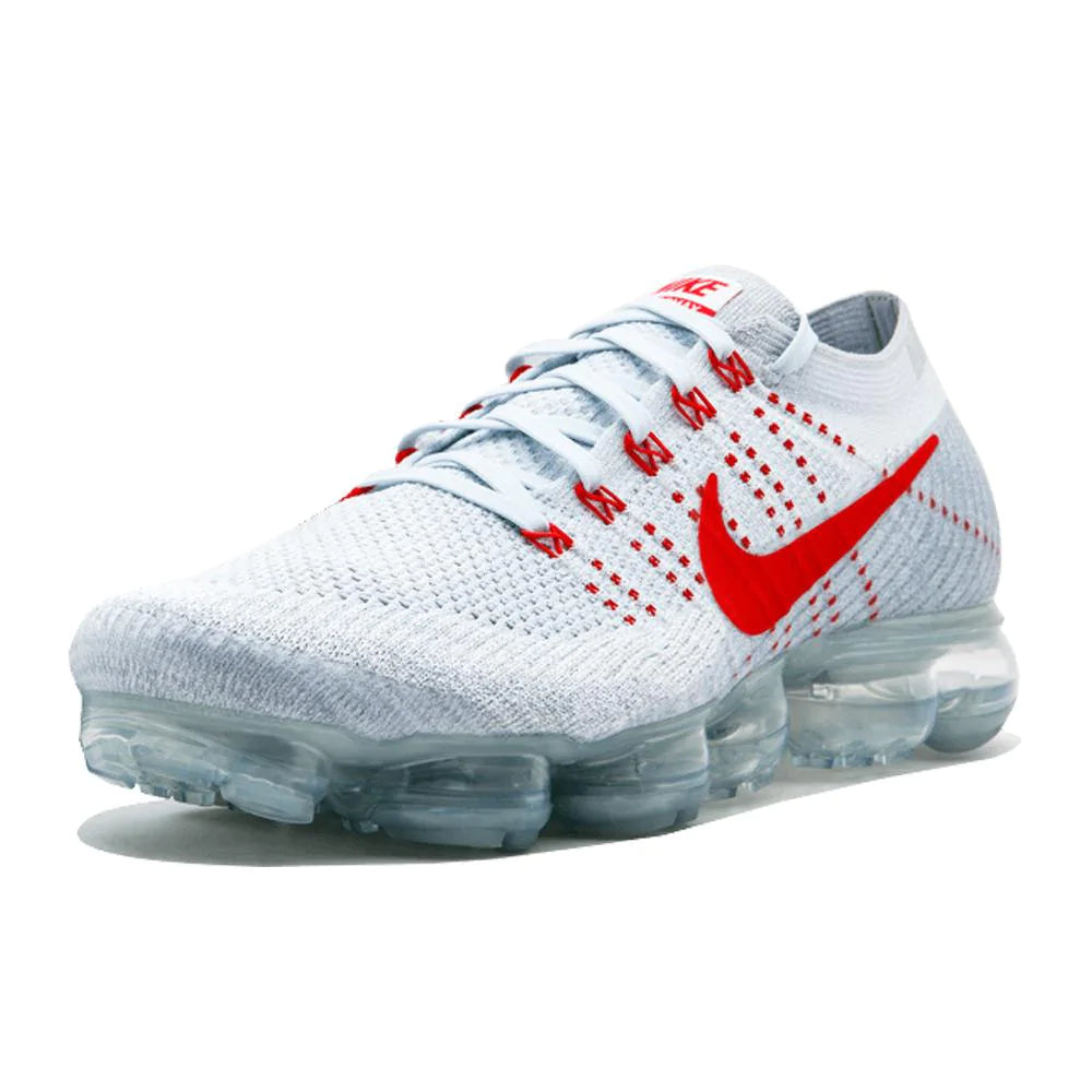 NIKE AIR VAPORMAX FLYKNIT PURE PLATINUM-UNIVERSITY RED