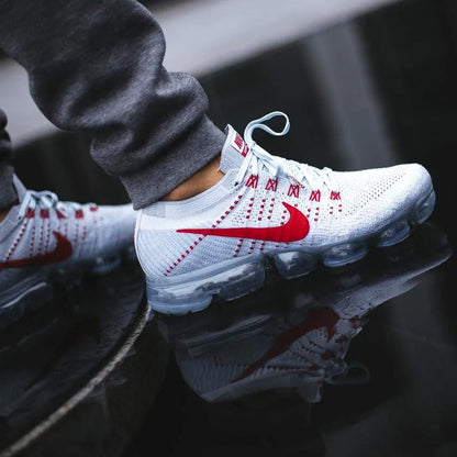 NIKE AIR VAPORMAX FLYKNIT PURE PLATINUM-UNIVERSITY RED