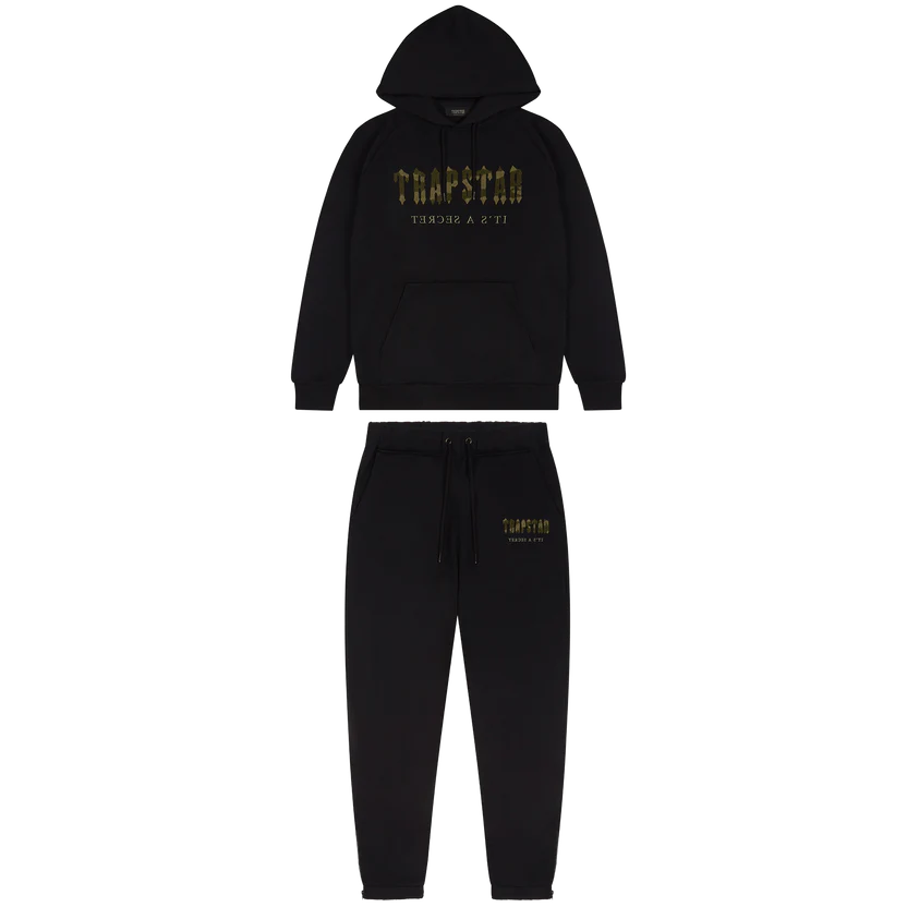 TRAPSTAR CHENILLE DECODED HOODED TRACKSUIT- BLACK CAMO MILITARY EDITION