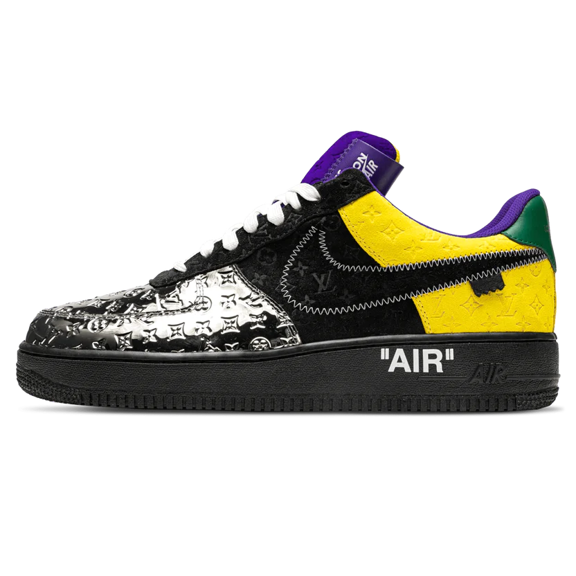 LOUIS VUITTON NIKE AIR FORCE 1 LOW BY VIRGIL ABLOH BLACK METALLIC SILVER