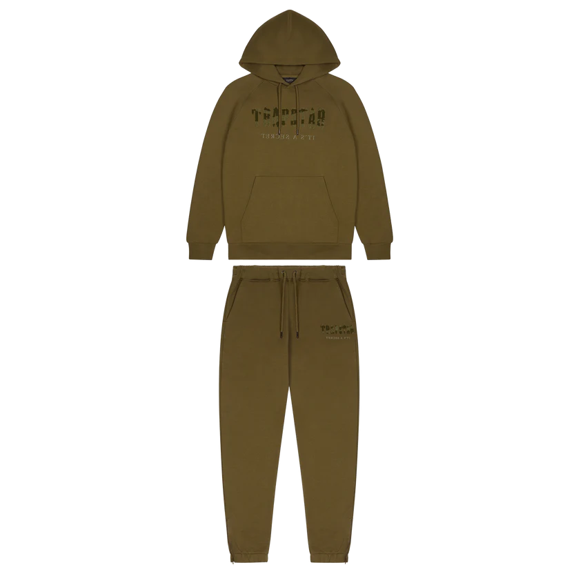 TRAPSTAR CHENILLE DECODED HOODED TRACKSUIT-OLIVIE CAMO MILITARY EDITION